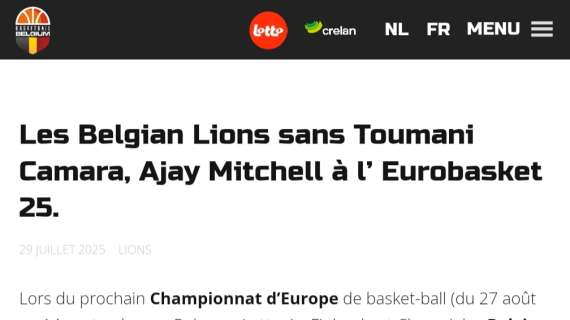 Belgio, i due NBA Camara e Mitchell salteranno EuroBasket 2025