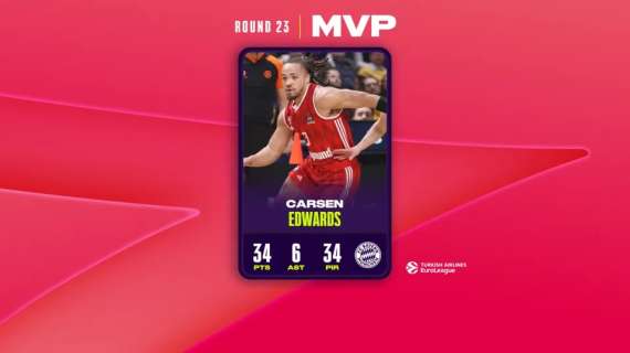 EuroLeague, Carsen Edwards è l'MVP del Round 23