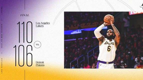 NBA - I Lakers dominano (poco) i Pistons con un "Big Three" da spolvero