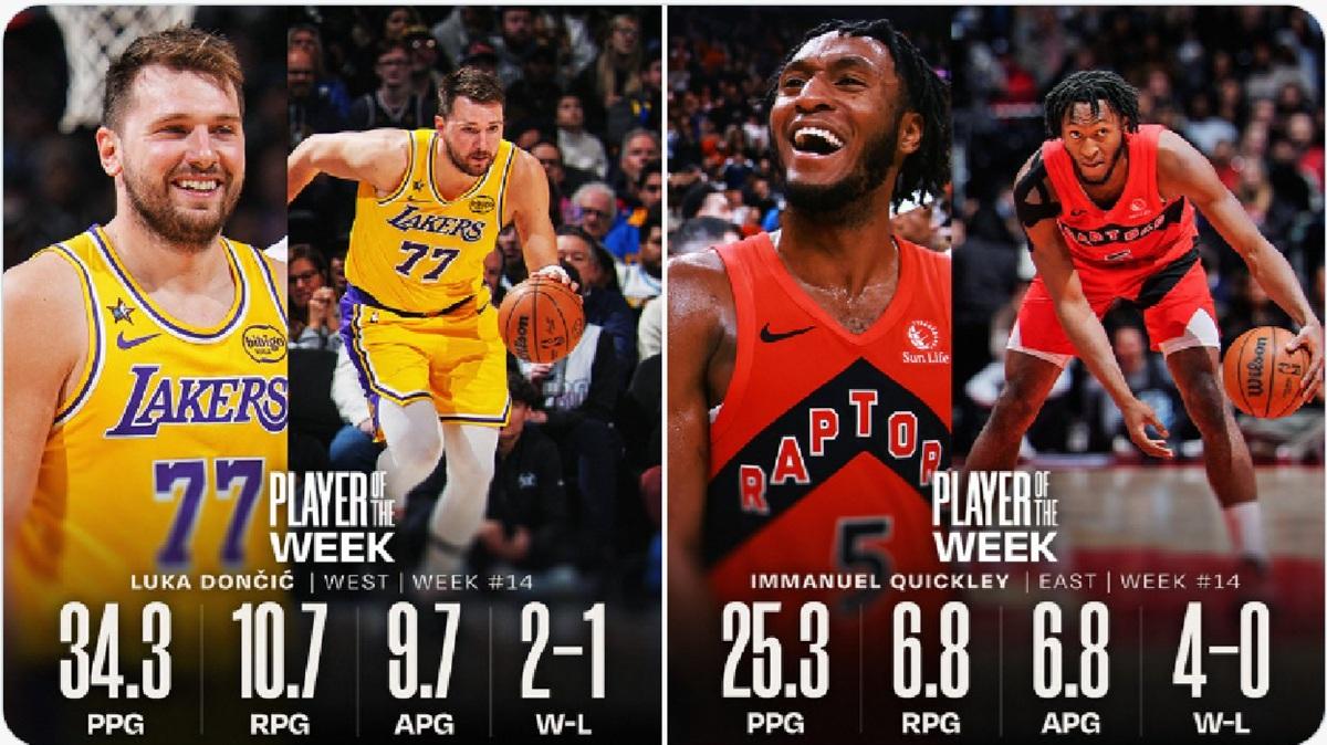 Luka Doncic e Immanuel Quickley ricevono il premio Player of the Week