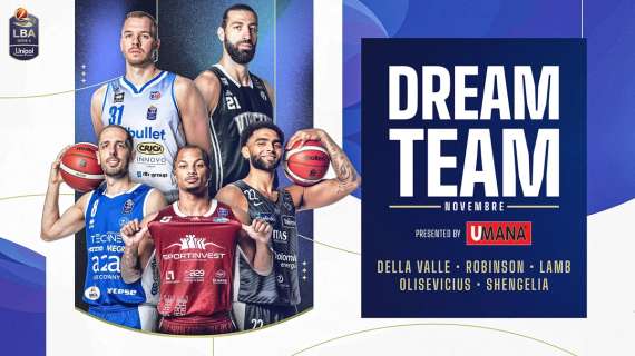 LBA, il miglior quintetto di novembre: Robinson, Della Valle, Olisevicius, Lamb, Shengelia