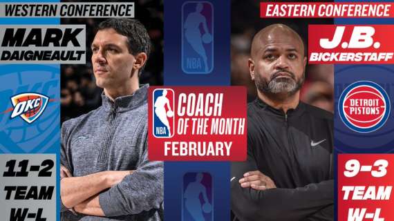 NBA - Mark Daigneault e J.B. Bickerstaff nominati Coaches of the month