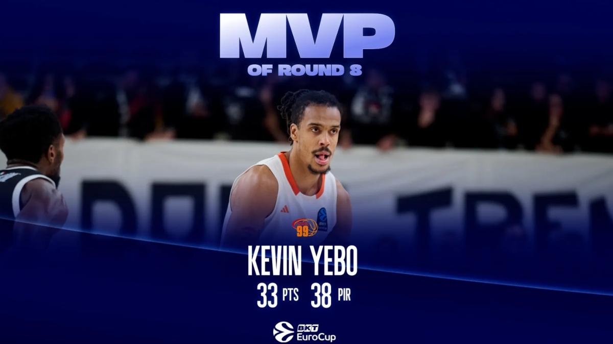 Kevin Yebo è l'MVP del Round 8 di EuroCup con i 33 punti segnati a Trento