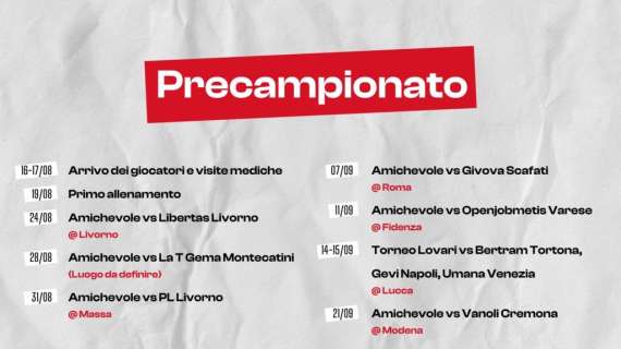 LBA - Pistoia Basket, il calendario delle amichevoli preseason