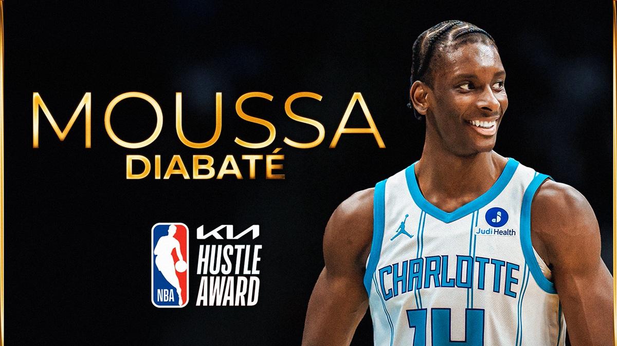 Moussa Diabaté degli Hornets vincitore del Kia NBA Hustle Award 2025-26