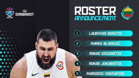 Lituania, Valanciunas guida i 12 per EuroBasket 2025: ecco il roster