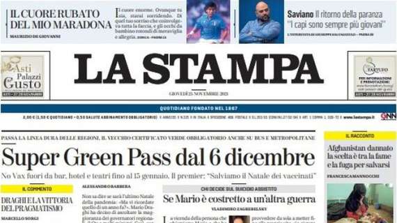 La Stampa - Super Green Pass dal 6 dicembre