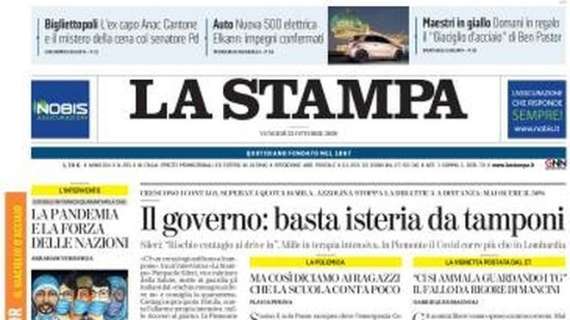La Stampa - Il governo: basta isteria da tamponi 