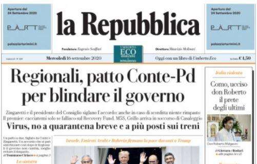 La Repubblica - Regionali, patto Conte-Pd per blindare il governo 