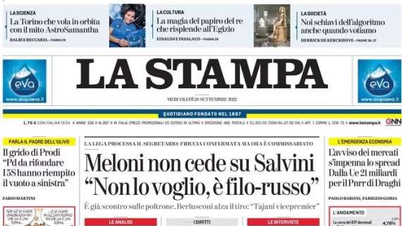 La Stampa - Meloni non cede su Salvini “Non lo voglio, è filo-russo”