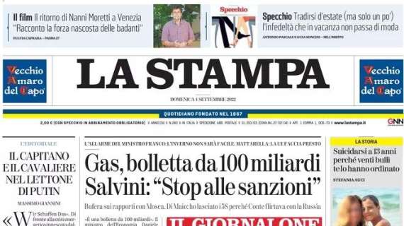 La Stampa - Gas, bolletta da 100 miliardi Salvini: “Stop alle sanzioni”