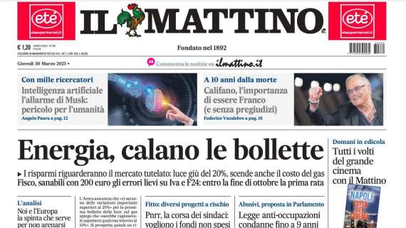 Il Mattino di Napoli - "Energia, calano le bollette"
