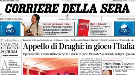 Corriere della Sera - Appello di Draghi: in gioco l'Italia 