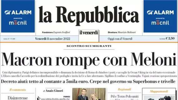 La Repubblica - Macron rompe con Meloni