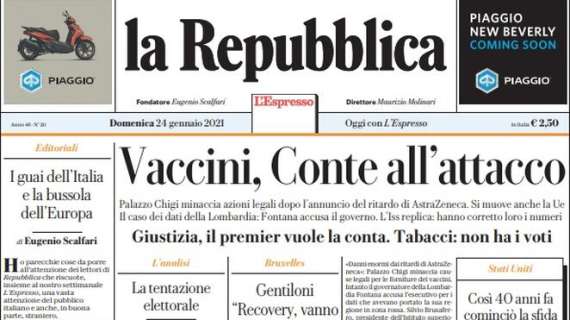 La Repubblica - Vaccini, Conte all'attacco 