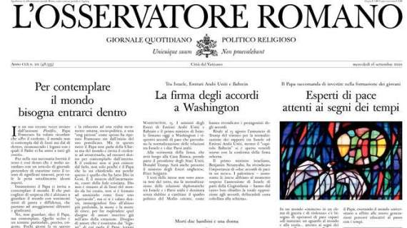 L'Osservatore Romano - Per contemplare il mondo bisogna entrarci dentro