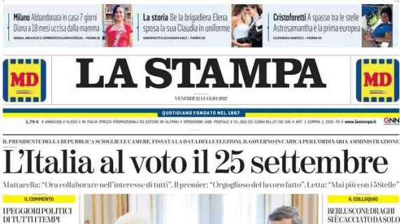La Stampa - L'Italia al voto il 25 settembre