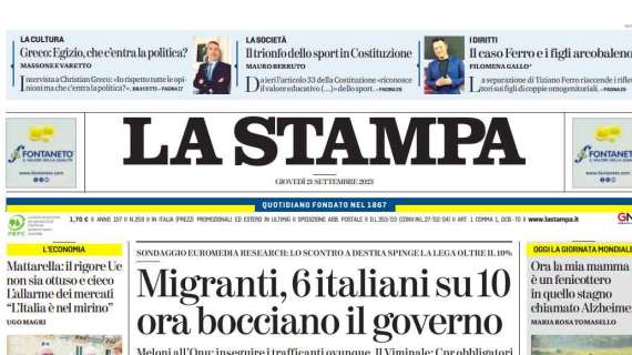 La Stampa - Migranti, 6 italiani su 10 ora bocciano il governo