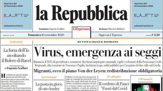 La Repubblica: "Virus, emergenza ai seggi"