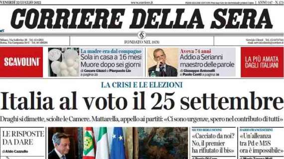 Corriere della Sera - Italia al voto il 25 settembre