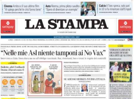 La Stampa - "Nelle mie Asl niente tamponi ai No Vax"