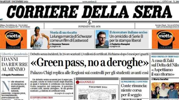 Corriere della Sera - "Green Pass, no a deroghe"