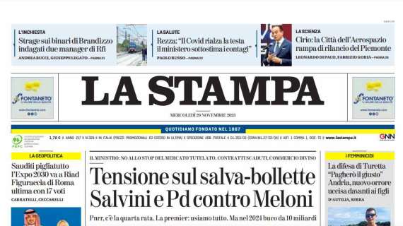 La Stampa - Tensione sul salva-bollette Salvini e Pd contro Meloni