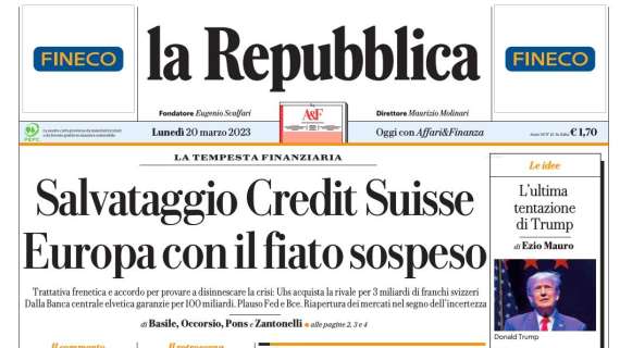 La Repubblica - "Salvataggio Credit Suisse Europa con il fiato sospeso"