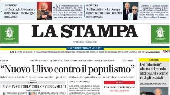 La Stampa - "Nuovo Ulivo contro il populismo"