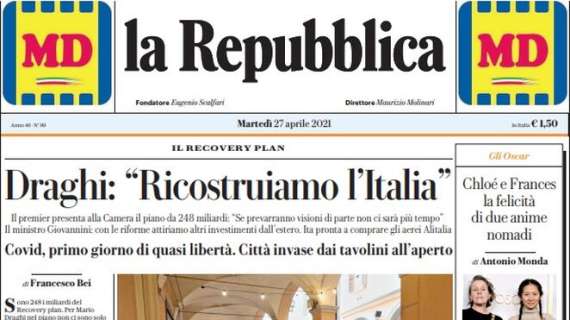 La Repubblica - Draghi: "Ricostruiamo l'Italia"
