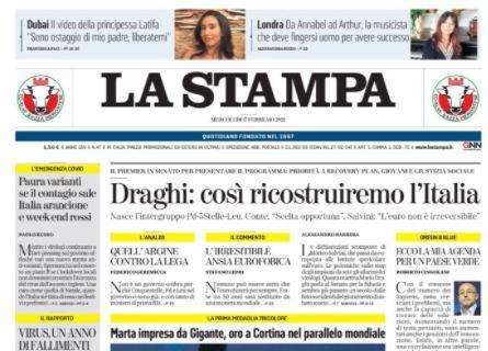 La Stampa - Draghi: così riscostruiremo l'Italia 