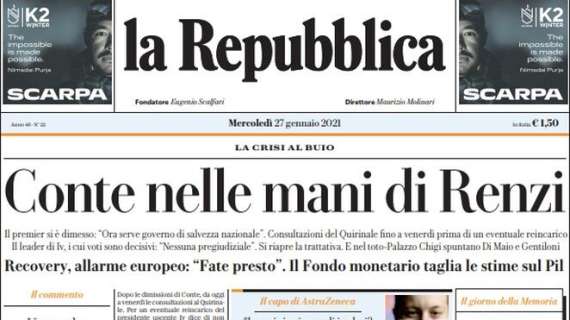La Repubblica - Conte nelle mani di Renzi 