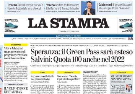 La Stampa - Speranza: il Green Pass sarà esteso. Salvini: Quota 100 anche nel 2022