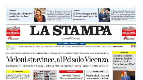 La Stampa - "Meloni stravince, al Pd solo Vicenza" 