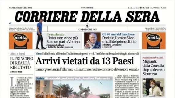 Corriere della Sera - Arrivi vietati da 13 Paesi 