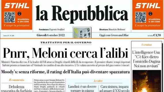 La Repubblica - Pnrr, Meloni cerca l’alibi