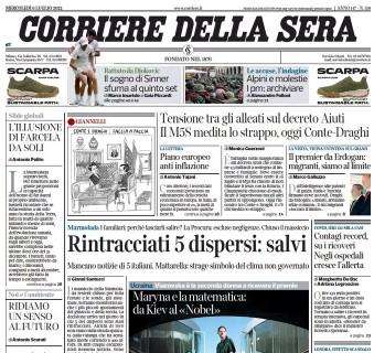 Corriere della Sera - Rintracciati 5 dispersi: salvi