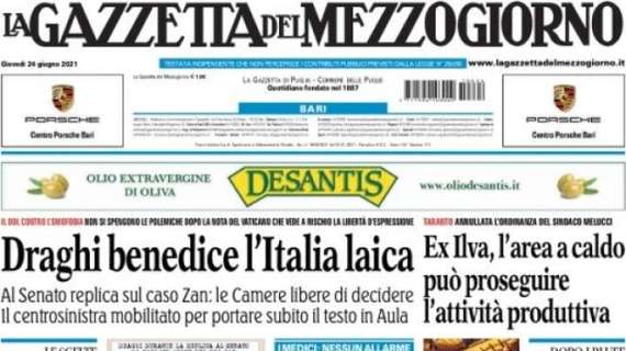 La Gazzetta del Mezzogiorno - Draghi benedice l'Italia laica