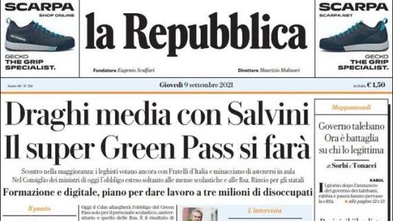 La Repubblica - Draghi media con Salvini. Il super Green pass si farà