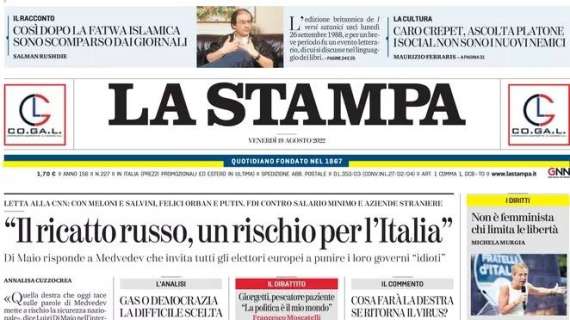 La Stampa - “Il ricatto russo, un rischio per l’Italia”
