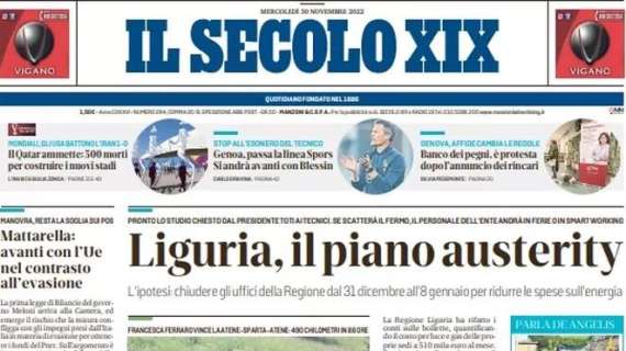 Il Secolo XIX - "Liguria, il piano austerity"