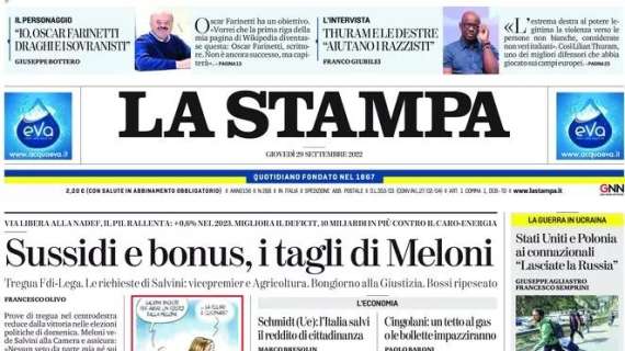 La Stampa - Sussidi e bonus, i tagli di Meloni