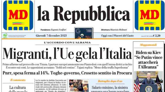 La Repubblica - Migranti, l’Ue gela l’Italia