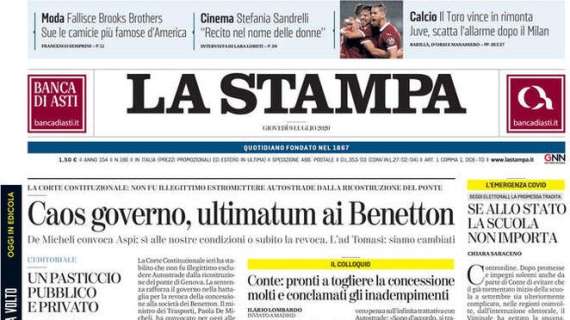 La Stampa - Caos governo, ultimatum ai Benetton