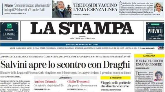 La Stampa - Salvini apre lo scontro con Draghi