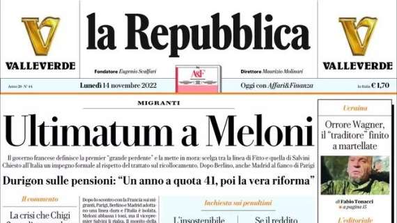 La Repubblica - Ultimatum a Meloni