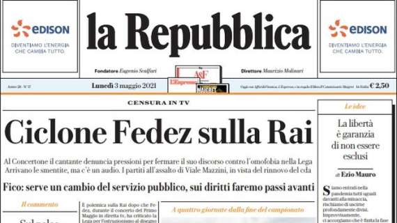 La Repubblica - Ciclone Fedez sulla Rai 