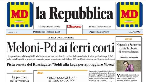 La Repubblica - "Meloni-Pd ai ferri corti"