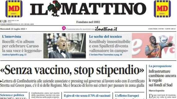 Il Mattino - "Senza vaccino, stop stipendio"