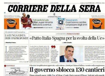 Corriere della Sera - Il governo sblocca 130 cantieri 